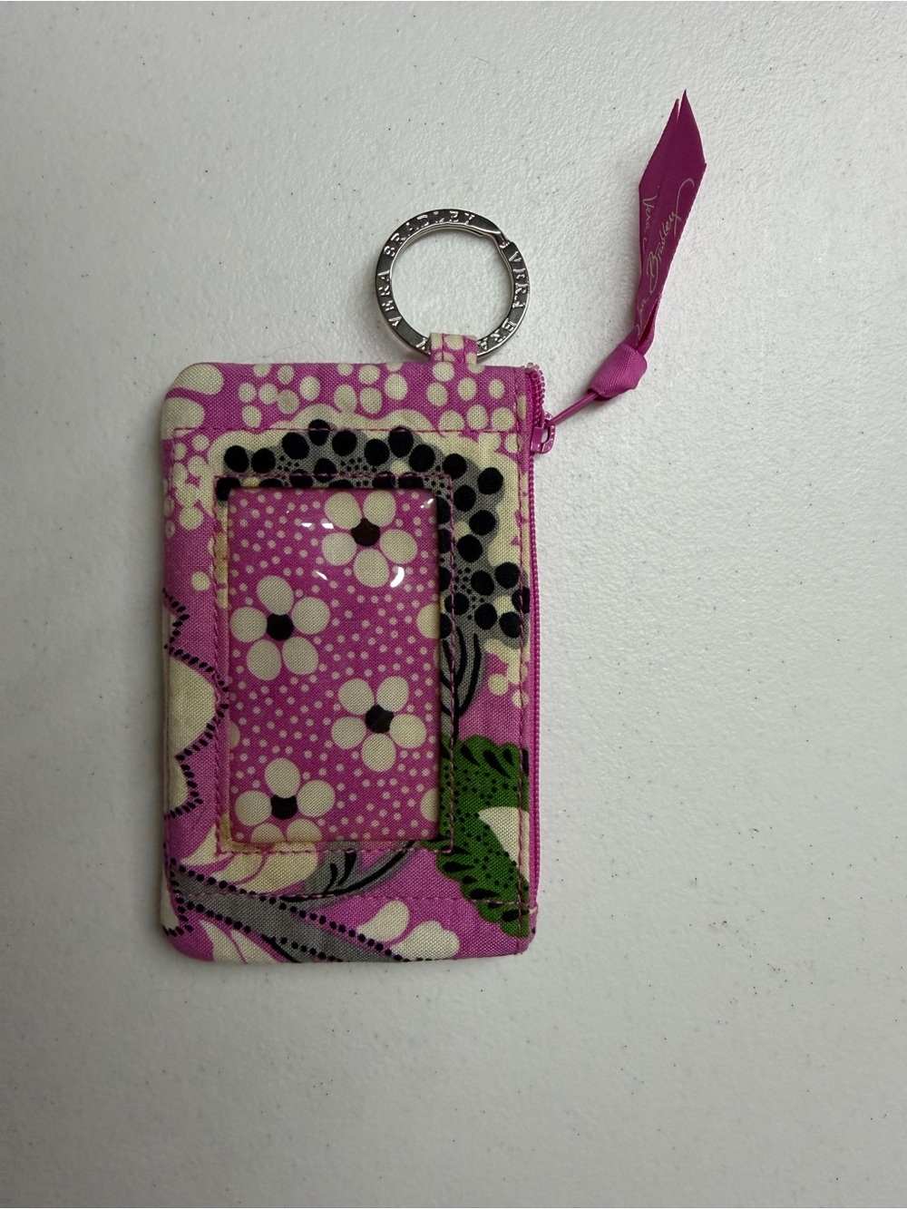 Vera Bradley Cupcakes Pink Zip ID Case Keychain Wallet Retired 2009